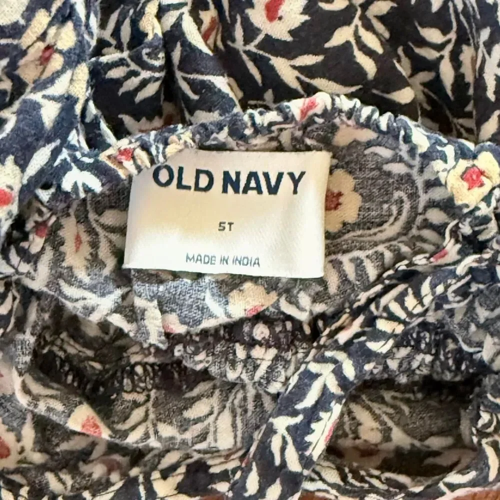 Old Navy white and navy floral print dress size girls 5T
